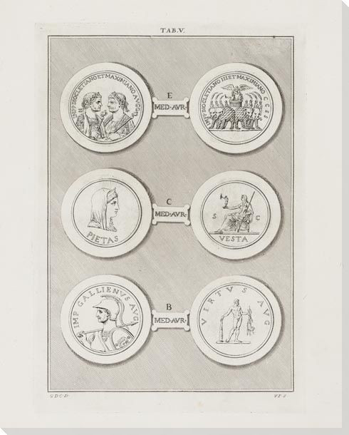 Greek Intaglios Plate V Wrapped Canvas Giclee Art Print Wall Art