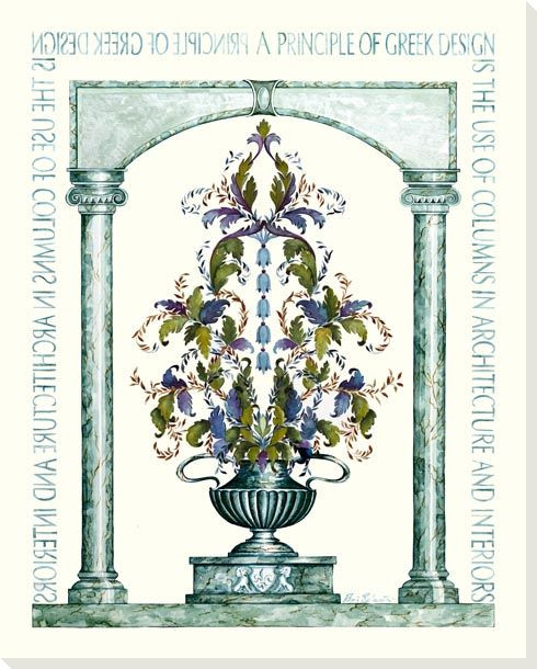 Greek Design Toile Wrapped Canvas Giclee Art Print Wall Art