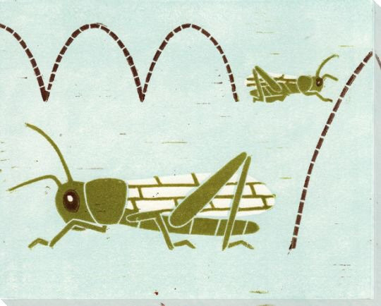 Grasshoppers Wrapped Canvas Giclee Art Print Wall Art