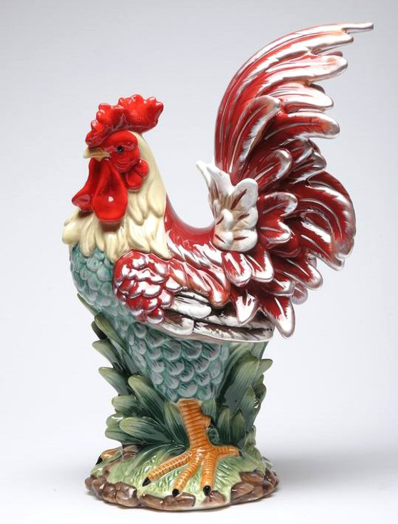 Tall Country Rooster Porcelain Figurine