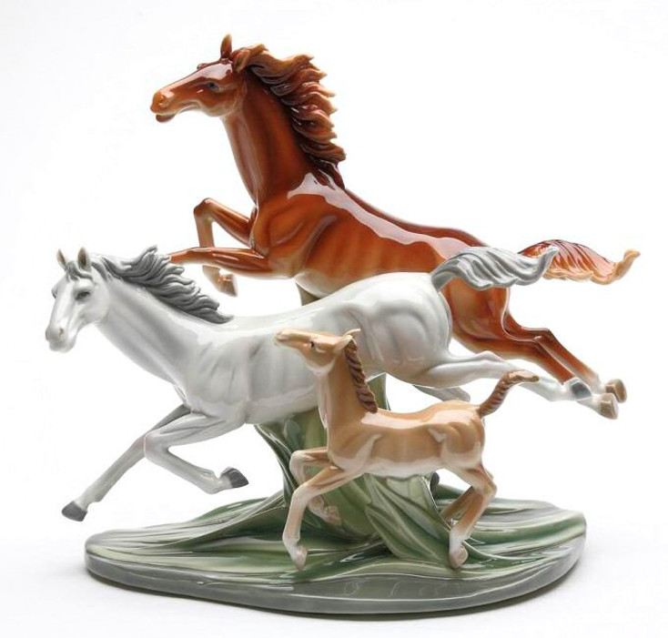 Spirits Running Horses Porcelain Sculpture