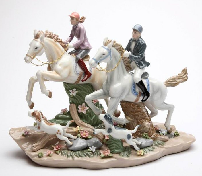 Call of the Hunt Porcelain Horse Sculpture