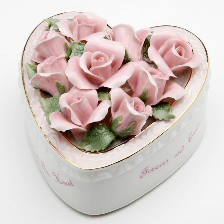 Mom Heart with Flowers Musical Music Box Sculpture