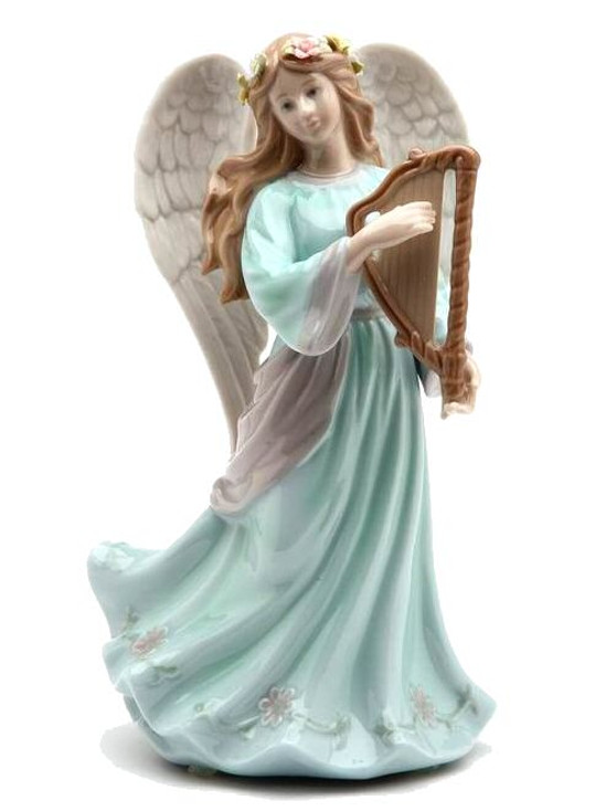 Angel with Harp Musical Music Box Sculpture