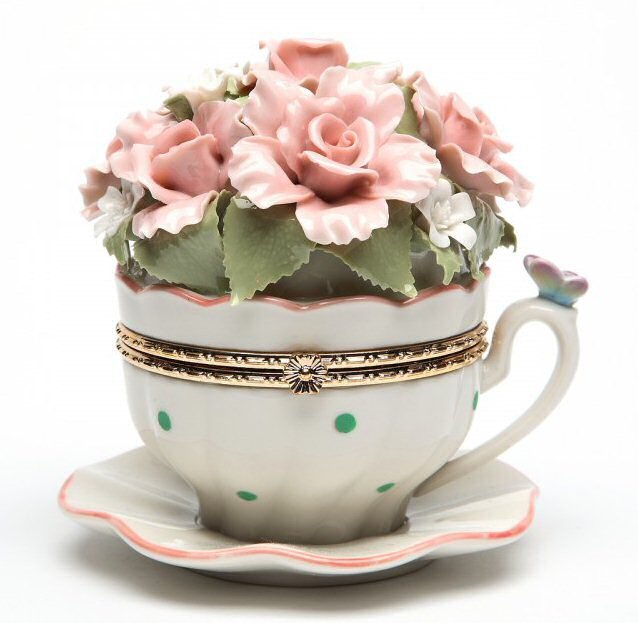 Flower Cup Hinge Box Musical Music Box Sculpture