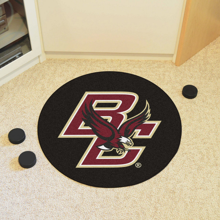 27" Boston College Puck Round Mat - "BC & Eagle" Logo