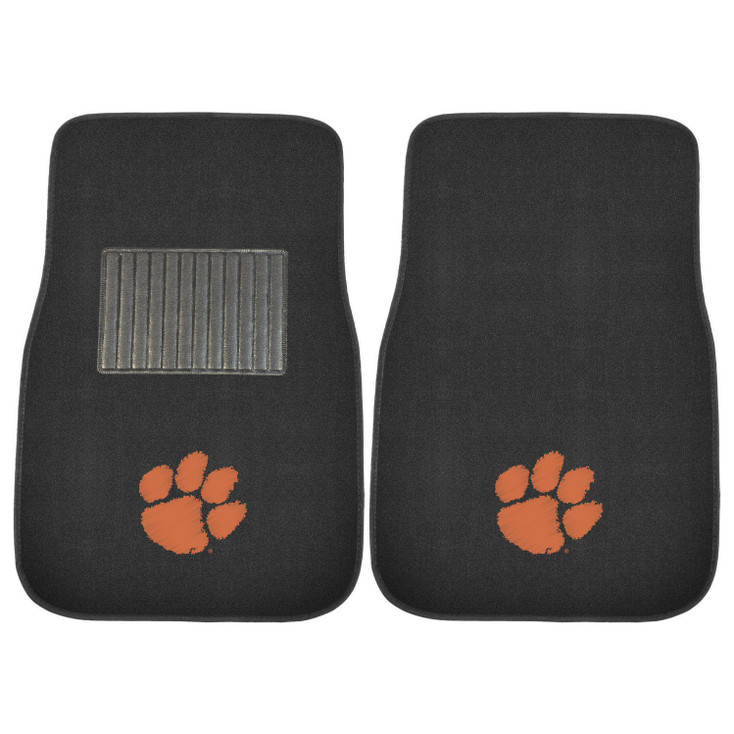 Clemson University Embroidered Black Car Mat, Set of 2