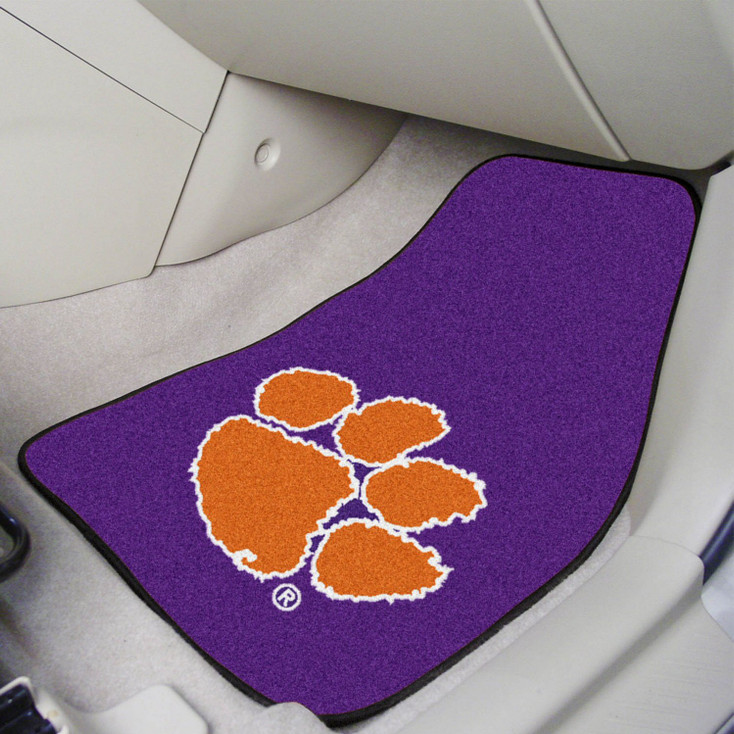 Clemson University Paw Print Logo Carpet Car Mat, Set of 2