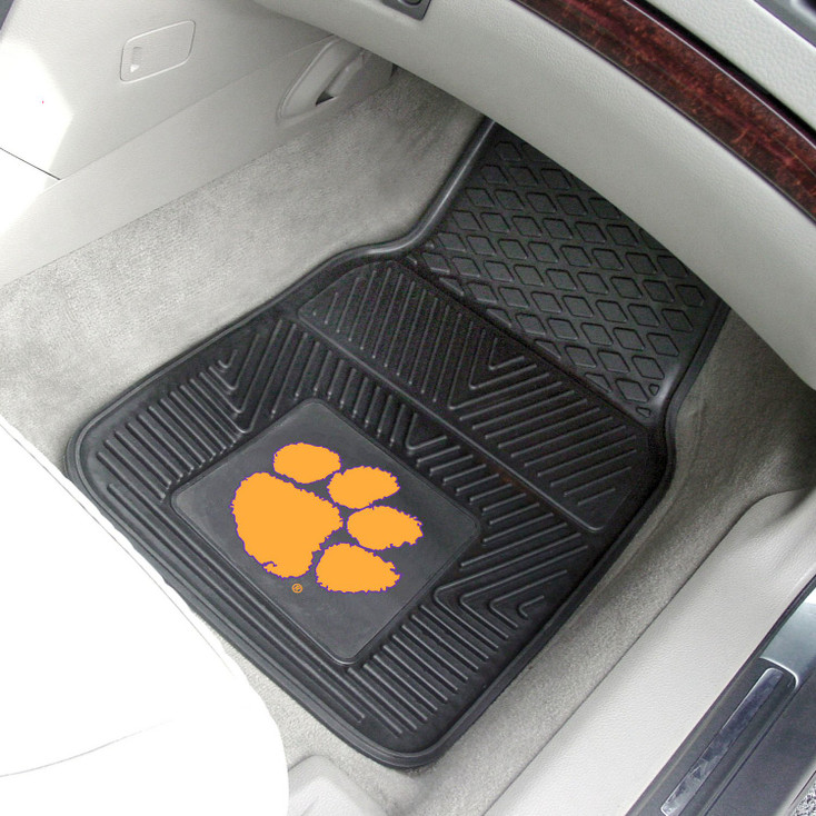 Clemson University Heavy Duty Vinyl Front Black Car Mat, Set of 2