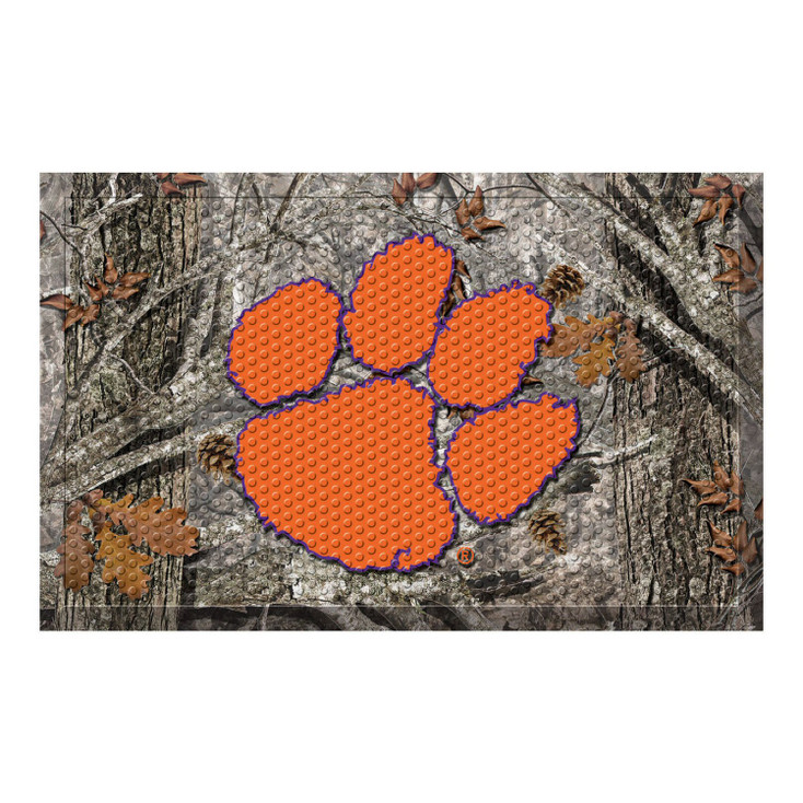 19" x 30" Clemson University Rectangle Camo Scraper Mat - "Paw Print" Logo