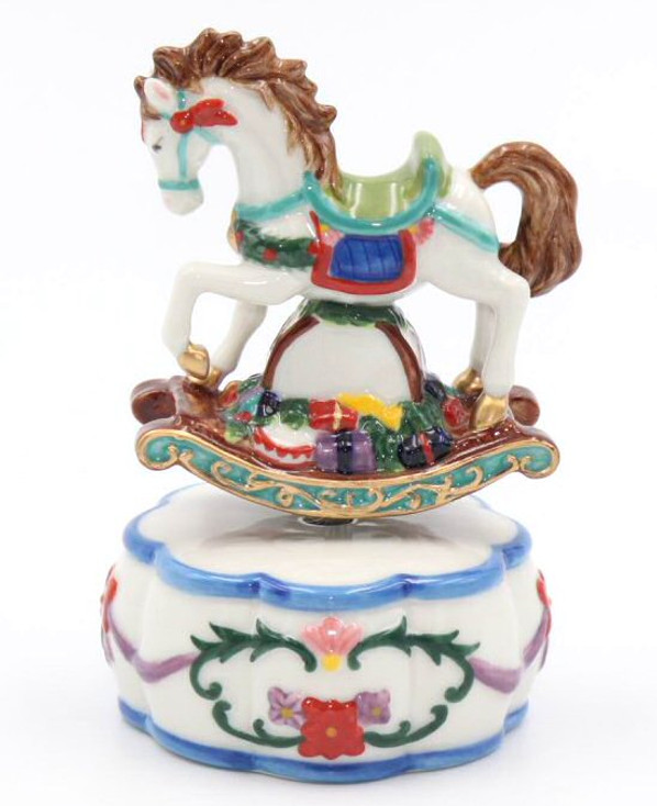 Colorful Rocking Horse Musical Music Box Sculpture