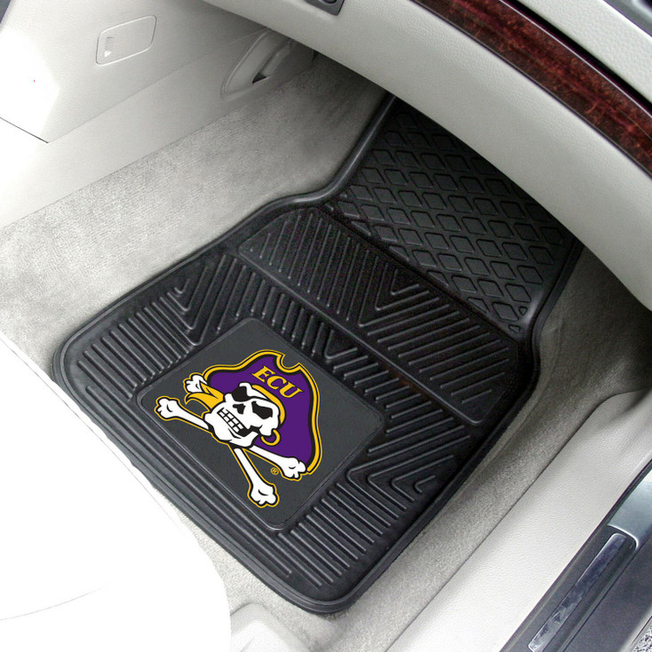 East Carolina University Heavy Duty Vinyl Front Black Car Mat, Set of 2