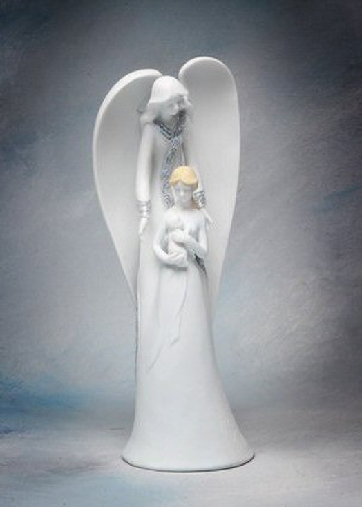 Angel with Mother and Baby Porcelain Figurine Sculpture