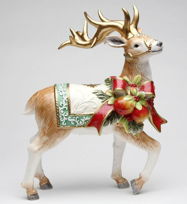 Victorian Harvest Reindeer Porcelain Sculpture