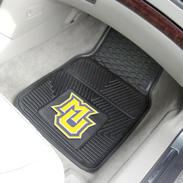 Marquette University Heavy Duty Vinyl Front Black Car Mat, Set of 2