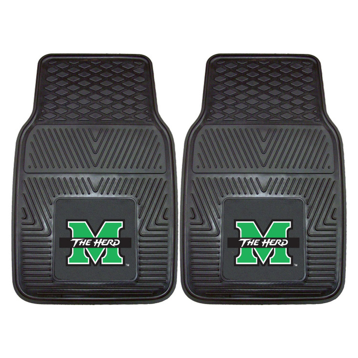 Marshall University Heavy Duty Vinyl Front Black Car Mat, Set of 2