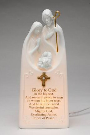 Holy Family with Infant Porcelain Lighted Scene Sculpture