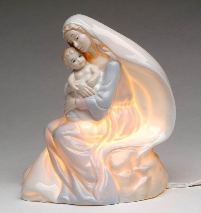 Madonna with Baby Jesus Lighted Religious Sculpture