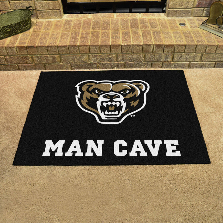 33.75" x 42.5" Oakland University Man Cave All-Star Black Rectangle Mat