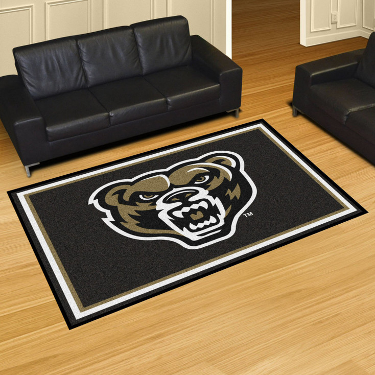 5' x 8' Oakland University Black Rectangle Rug