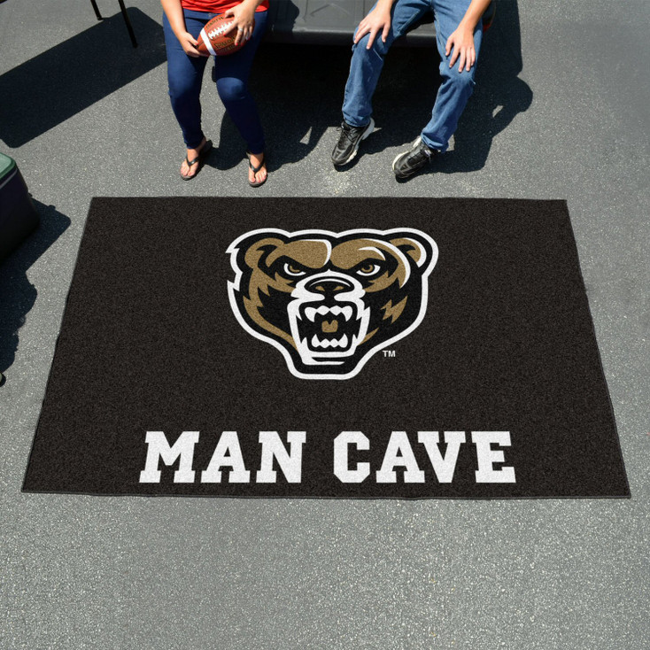 59.5" x 94.5" Oakland University Man Cave Black Rectangle Ulti Mat