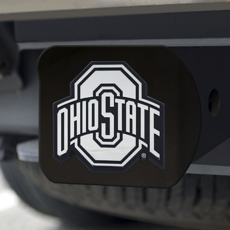 Ohio State University Hitch Cover - Chrome on Black