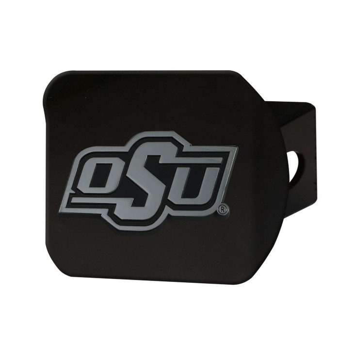 Oklahoma State University Hitch Cover - Chrome on Black