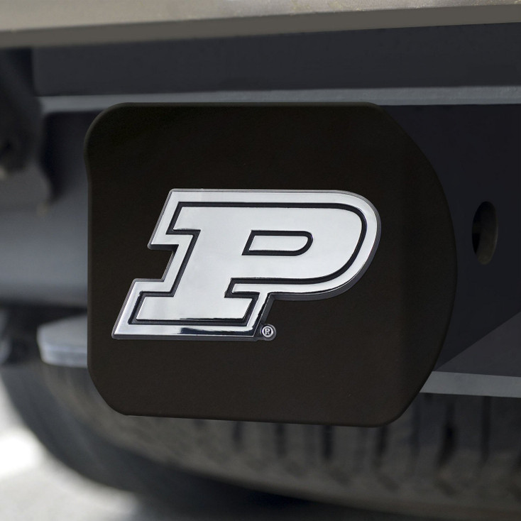 Purdue University Hitch Cover - Chrome on Black