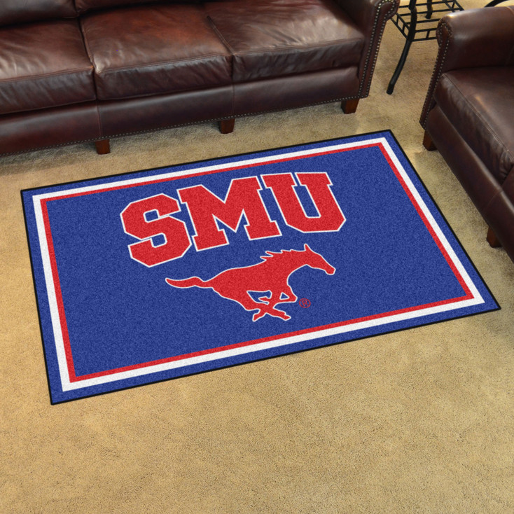 4' x 6' Southern Methodist University Blue Rectangle Rug