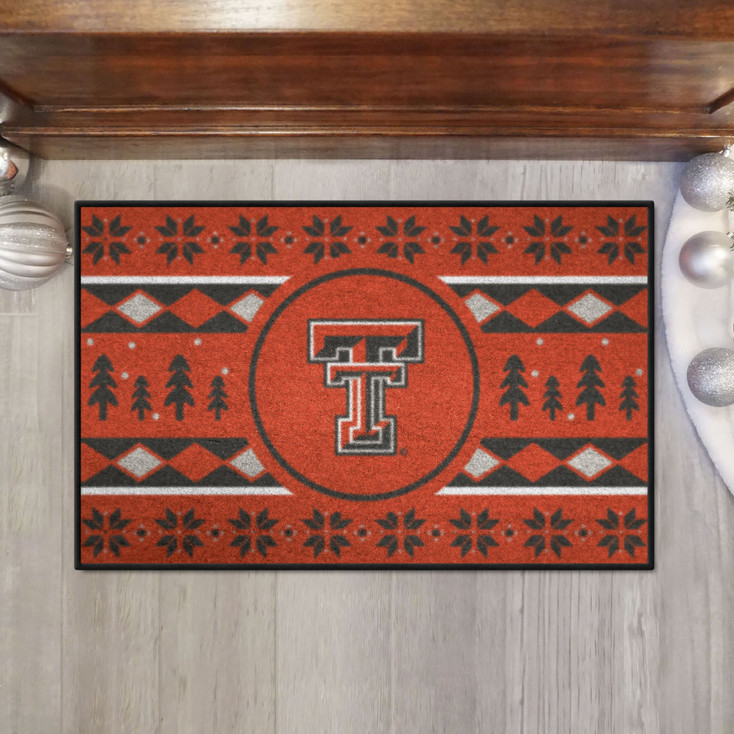 19" x 30" Texas Tech University Holiday Sweater Red Rectangle Starter Mat