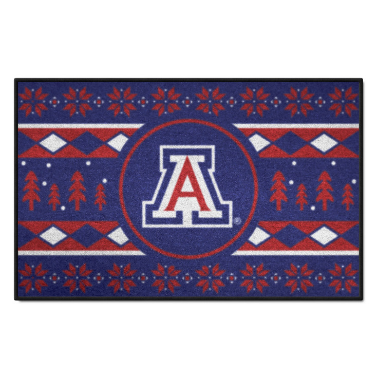 19" x 30" University of Arizona Holiday Sweater Blue Rectangle Starter Mat