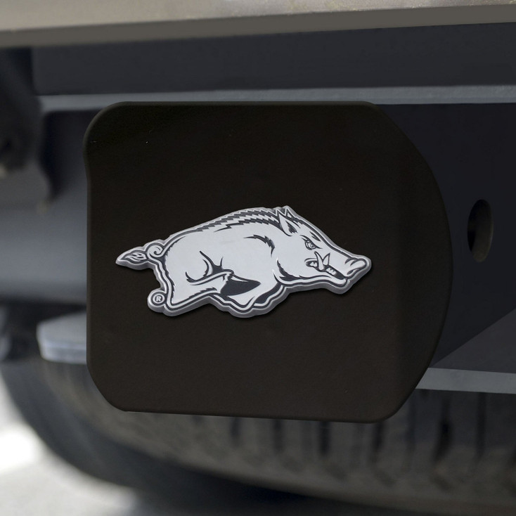 University of Arkansas Hitch Cover - Chrome on Black