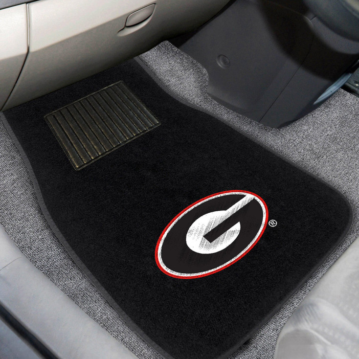 University of Georgia Embroidered Black Car Mat, Set of 2