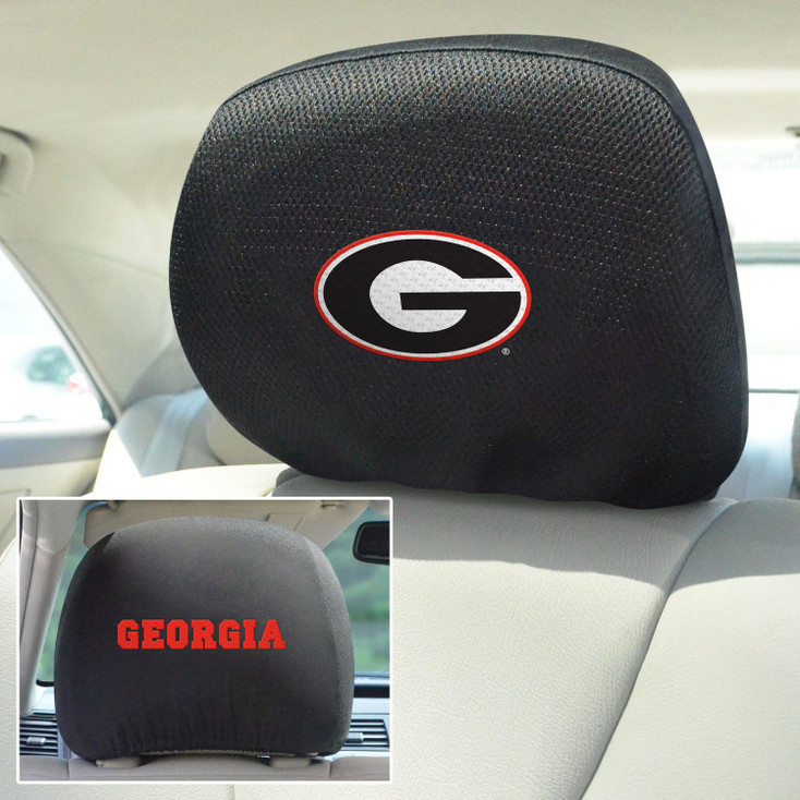University of Georgia Car Headrest Cover, Set of 2