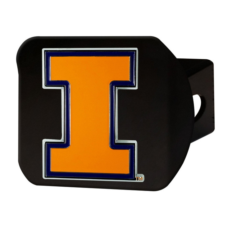 University of Illinois Hitch Cover - Color on Black