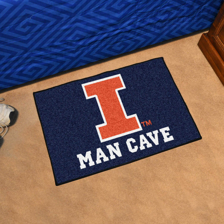 19" x 30" University of Illinois Man Cave Starter Blue Rectangle Mat