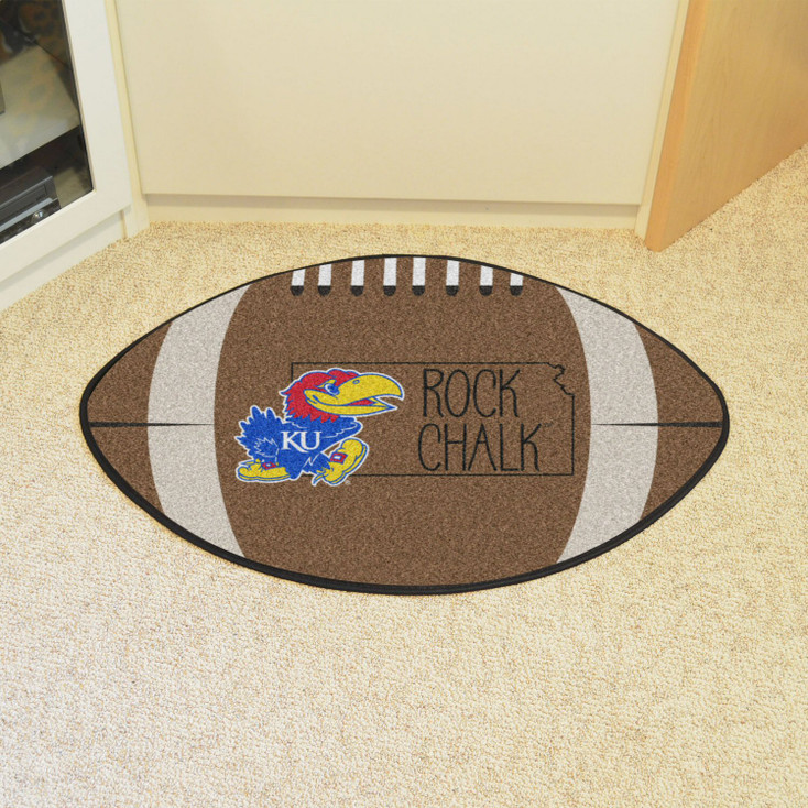 20.5" x 32.5" University of Kansas Southern Style Football Shape Mat