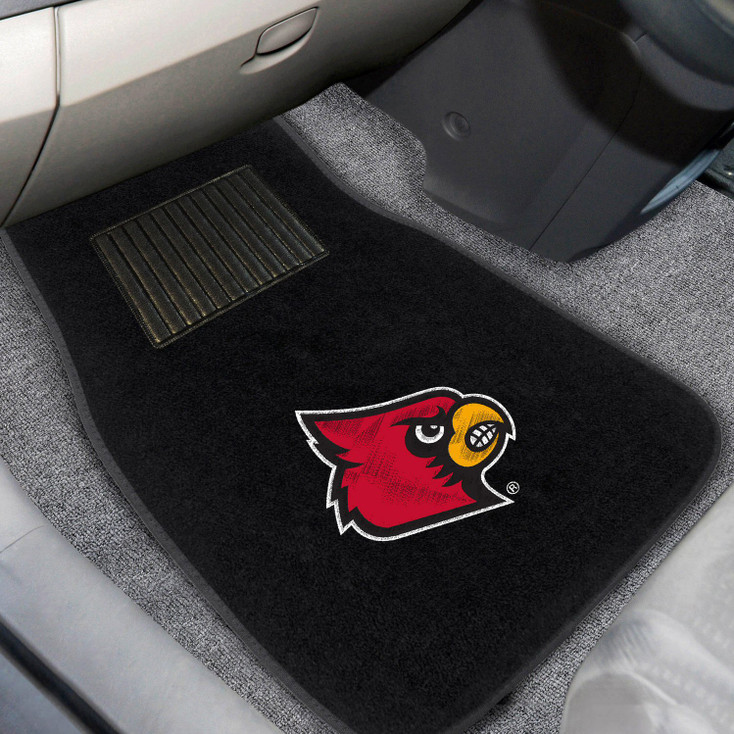 University of Louisville Embroidered Black Car Mat, Set of 2