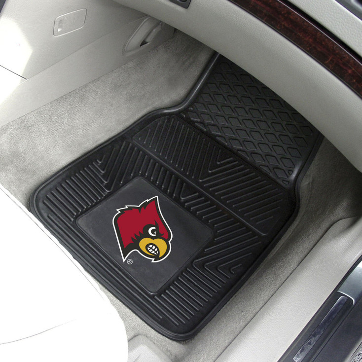 University of Louisville Heavy Duty Vinyl Front Black Car Mat, Set of 2