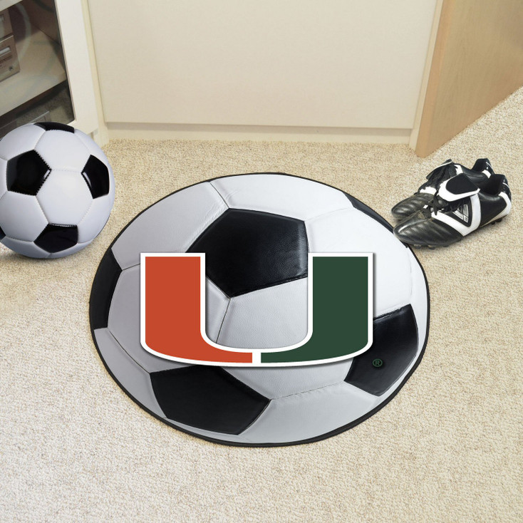 27" University of Miami Hurricanes Soccer Ball Round Mat