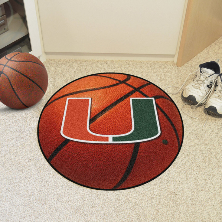 27" University of Miami Hurricanes Orange Basketball Style Round Mat