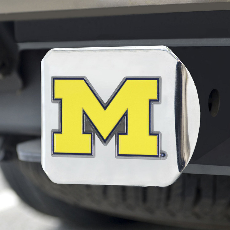 University of Michigan Color Hitch Cover - Chrome