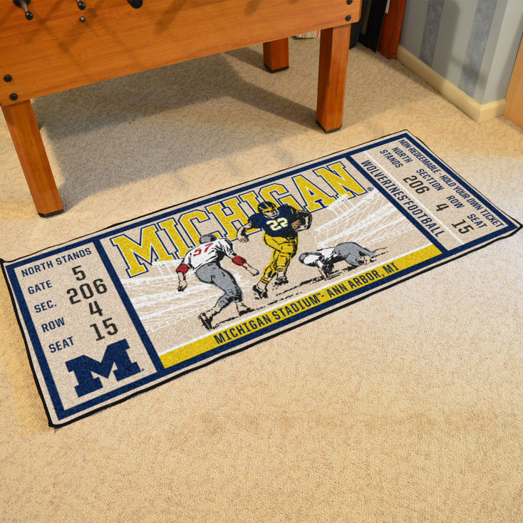 30" x 72" University of Michigan Ticket Rectangle Runner Mat