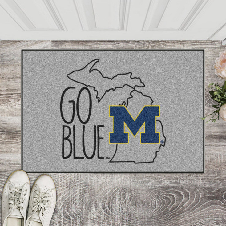 19" x 30" University of Michigan Southern Style Gray Rectangle Starter Mat