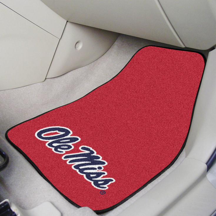 University of Mississippi (Ole Miss) Red Carpet Car Mat, Set of 2