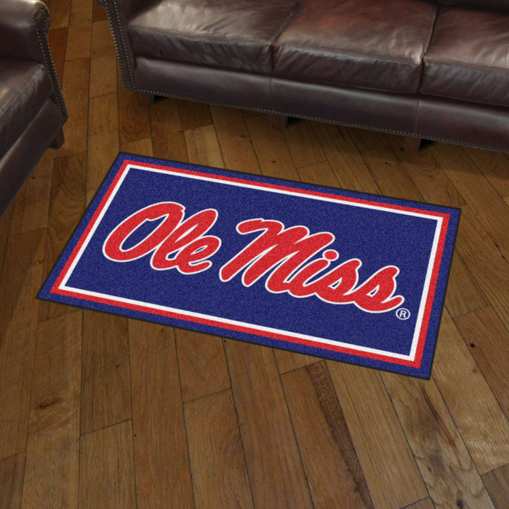 3' x 5' University of Mississippi (Ole Miss) Blue Rectangle Rug