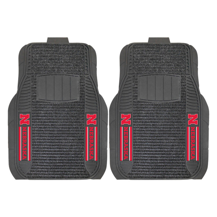 University of Nebraska Deluxe Vinyl & Black Carpet Car Mat, Set of 2