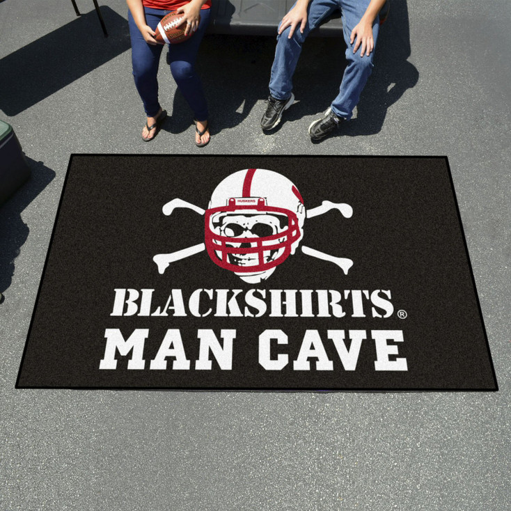 59.5" x 94.5" University of Nebraska Black Man Cave Rectangle Ulti Mat