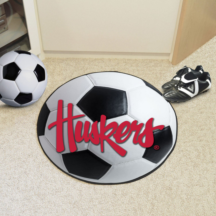 27" University of Nebraska Huskers Logo Soccer Ball Round Mat