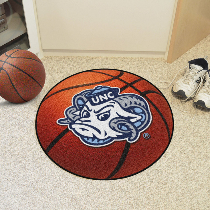 27" University of North Carolina Ram Logo Orange Basketball Style Round Mat